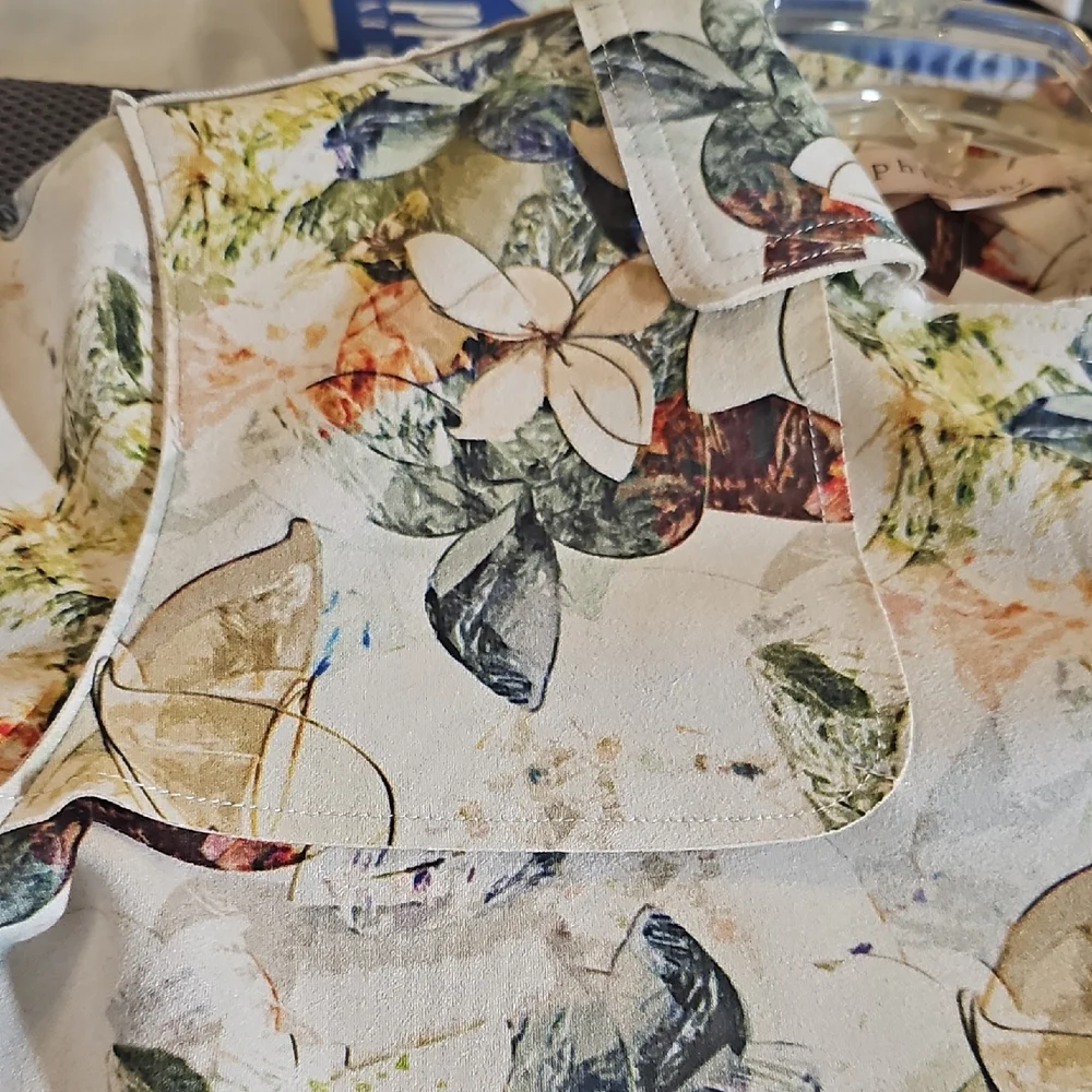 NWT Philosophy Republic Artistic Watercolor Floral Faux Suede Open Jacket Large - Picture 13 of 14